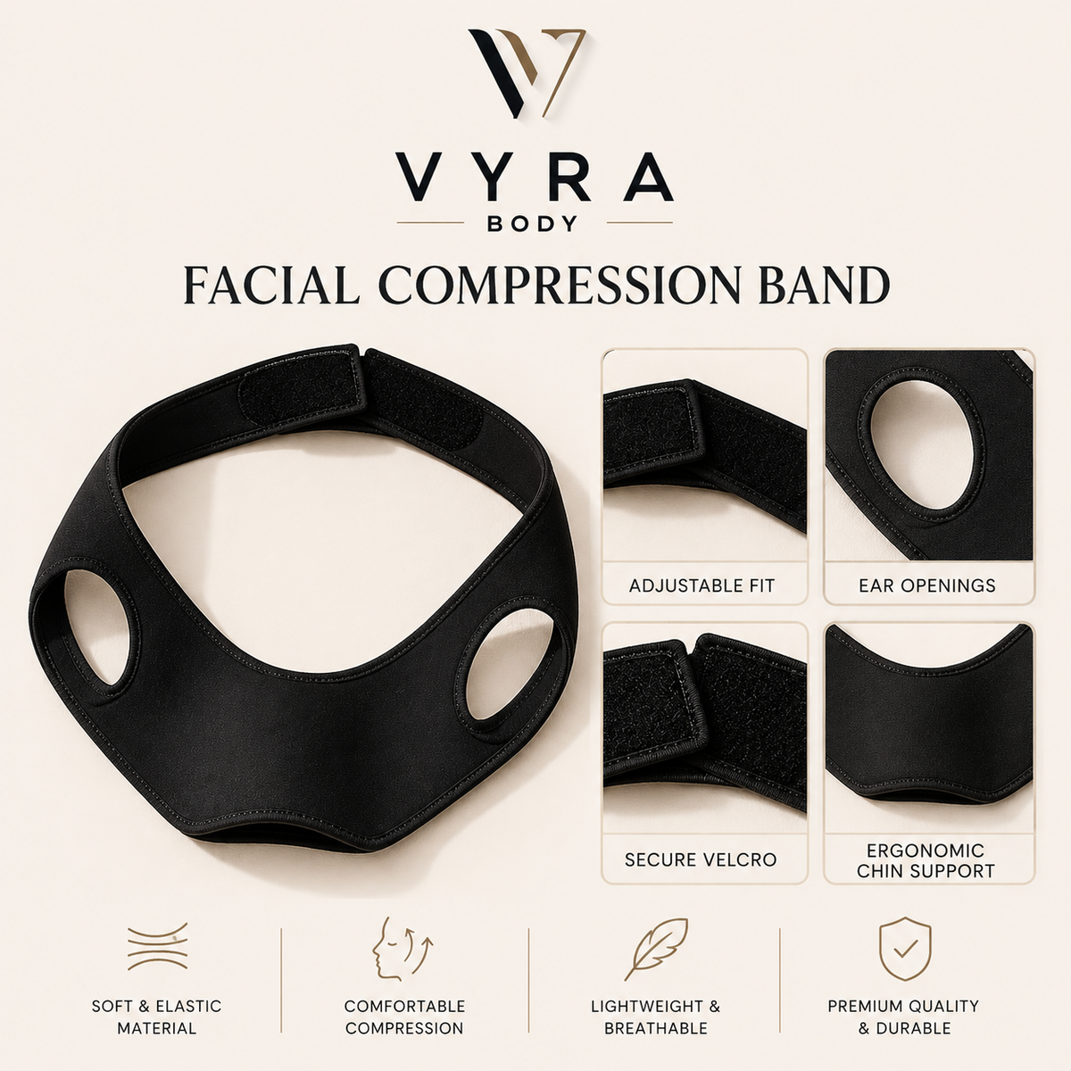 VYRA Facial Compression Band — chin strap for facial post-op recovery