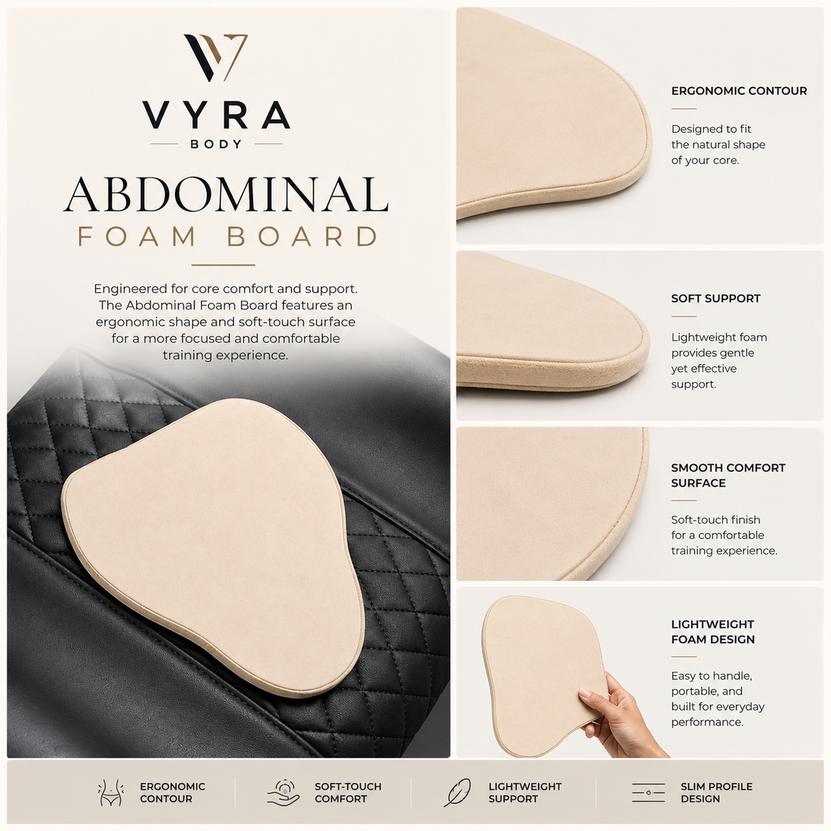 VYRA Ab Board — contoured board worn under a compression faja